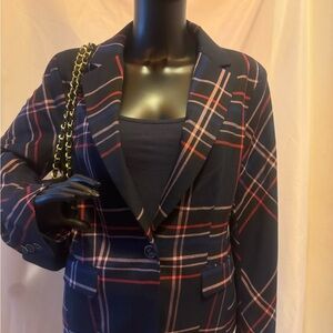 Navy Plaid Women's pantsuit
